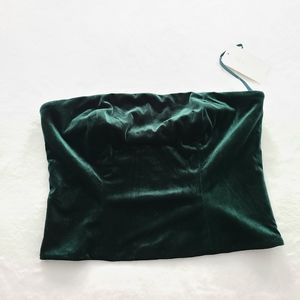 Revelry Convertible Velvet Emerald Green Top NWT